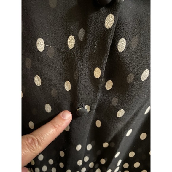 Valerie Stevens 100% Silk Mesh Women's Size 8 Polka Dot Button Down Blouse Shirt - Picture 4 of 16